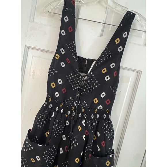 Free People Sz S Pocket Full of Wildflowers Dress Black Boho Midi Pockets - Picture 3 of 12